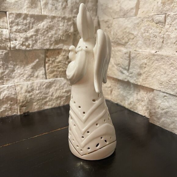 Belleek Living 6” Ivory & Gold Angel Of Peace Figurine Ceramic Tree Topper - Picture 3 of 9
